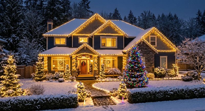 Christmas Lights Hanging in Kansas City, KS